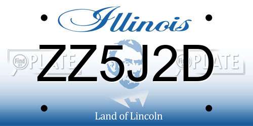 ZZ5J2D Illinois License Plate