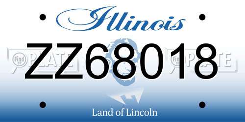 ZZ68018 Illinois License Plate