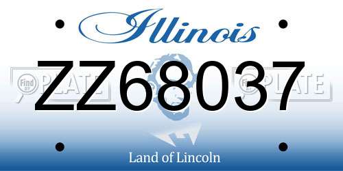 ZZ68037 Illinois License Plate
