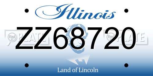 ZZ68720 Illinois License Plate
