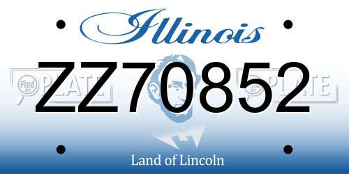 ZZ70852 Illinois License Plate