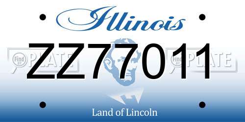 ZZ77011 Illinois License Plate