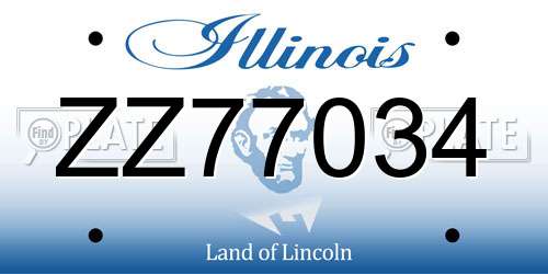 ZZ77034 Illinois License Plate