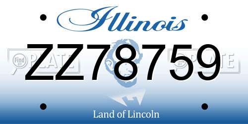ZZ78759 Illinois License Plate