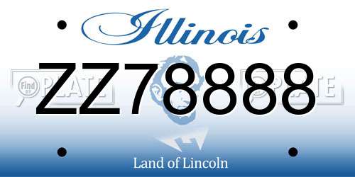 ZZ78888 Illinois License Plate