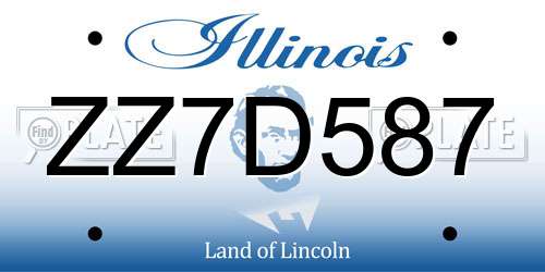 ZZ7D587 Illinois License Plate