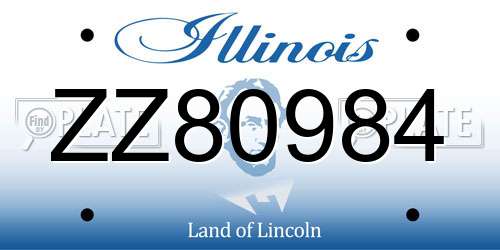 ZZ80984 Illinois License Plate