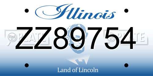 ZZ89754 Illinois License Plate