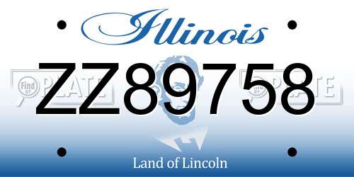 ZZ89758 Illinois License Plate