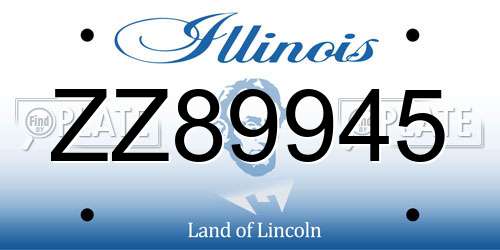 ZZ89945 Illinois License Plate
