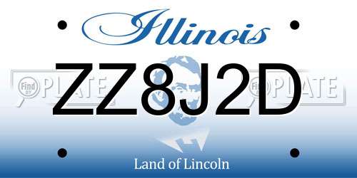 ZZ8J2D Illinois License Plate