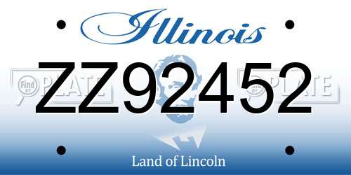 ZZ92452 Illinois License Plate