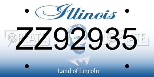 ZZ92935 Illinois License Plate
