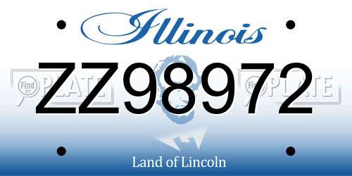 ZZ98972 Illinois License Plate