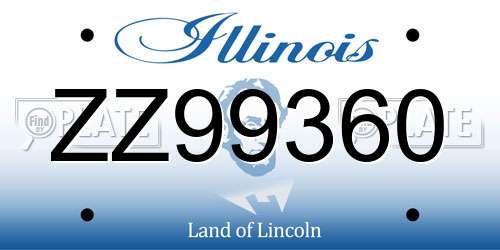 ZZ99360 Illinois License Plate