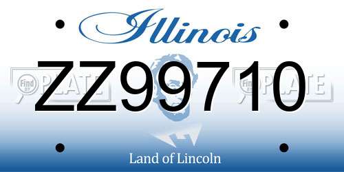 ZZ99710 Illinois License Plate