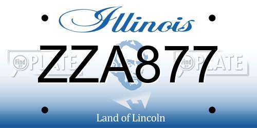 ZZA877 Illinois License Plate
