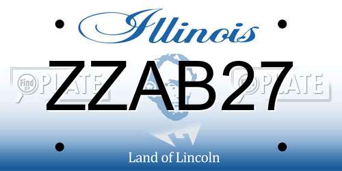 ZZAB27 Illinois License Plate