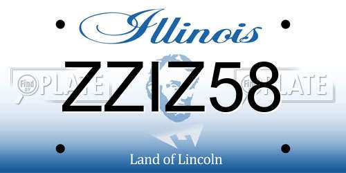 ZZIZ58 Illinois License Plate