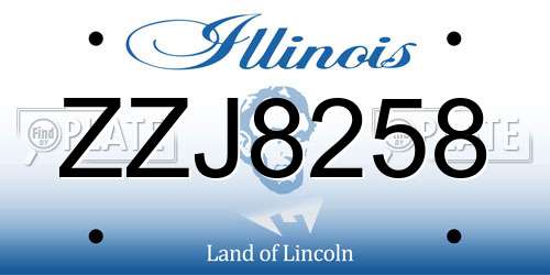 ZZJ8258 Illinois License Plate