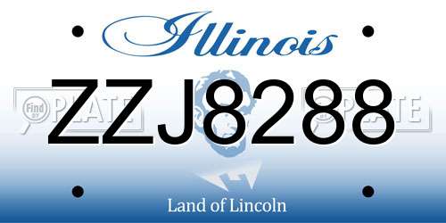 ZZJ8288 Illinois License Plate