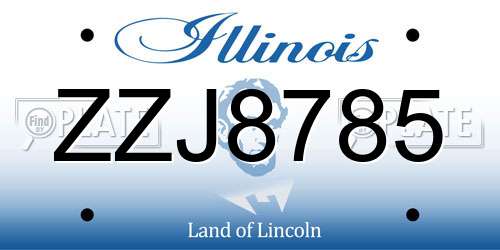 ZZJ8785 Illinois License Plate