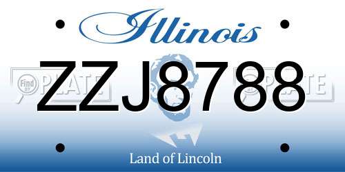 ZZJ8788 Illinois License Plate