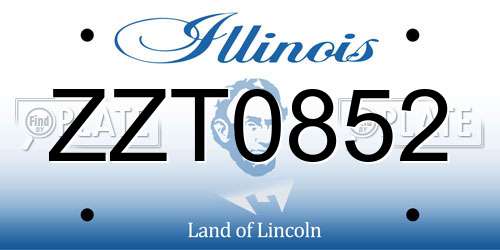 ZZT0852 Illinois License Plate