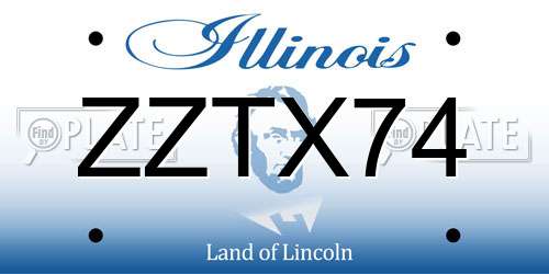 ZZTX74 Illinois License Plate