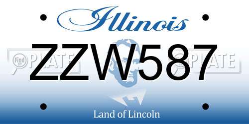 ZZW587 Illinois License Plate