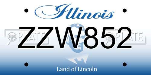 ZZW852 Illinois License Plate