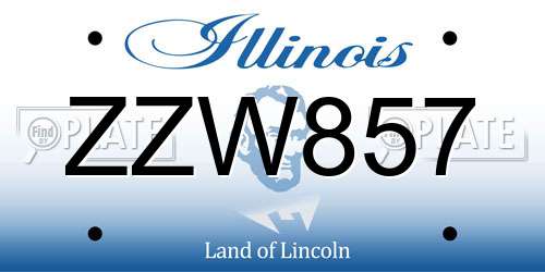 ZZW857 Illinois License Plate