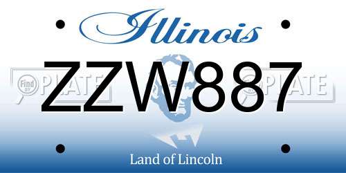 ZZW887 Illinois License Plate
