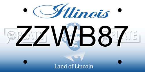 ZZWB87 Illinois License Plate