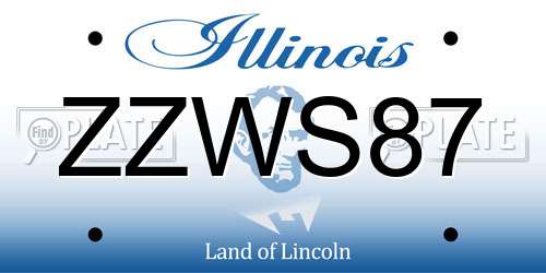 ZZWS87 Illinois License Plate