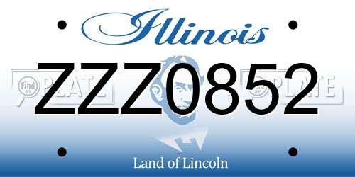 ZZZ0852 Illinois License Plate