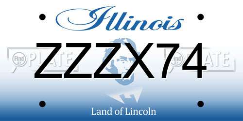 ZZZX74 Illinois License Plate