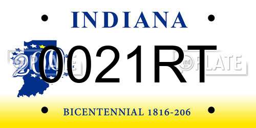 0021RT Indiana License Plate