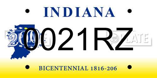 0021RZ Indiana License Plate