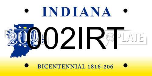 002IRT Indiana License Plate
