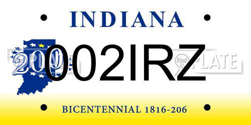 002IRZ Indiana License Plate