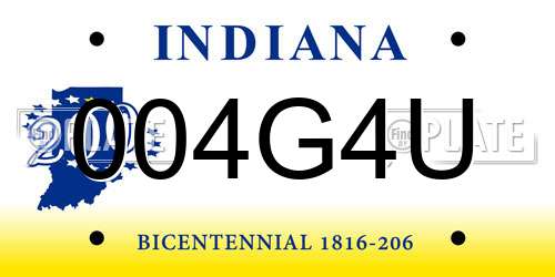 004G4U Indiana License Plate