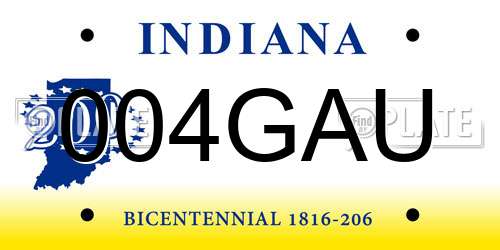 004GAU Indiana License Plate
