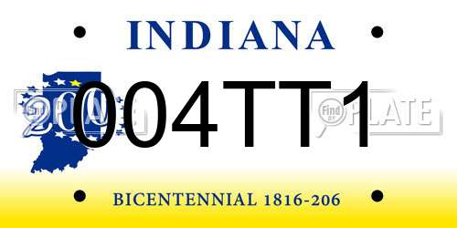 004TT1 Indiana License Plate