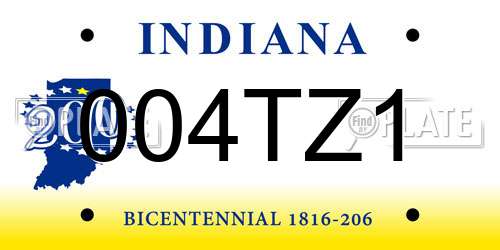 004TZ1 Indiana License Plate