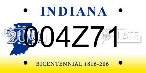004Z71 Indiana License Plate