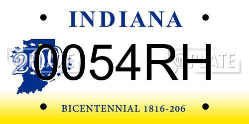 0054RH Indiana License Plate