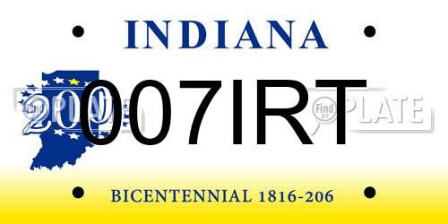007IRT Indiana License Plate