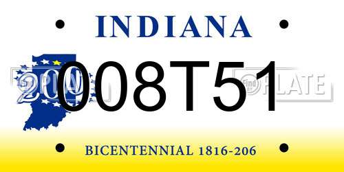 008T51 Indiana License Plate