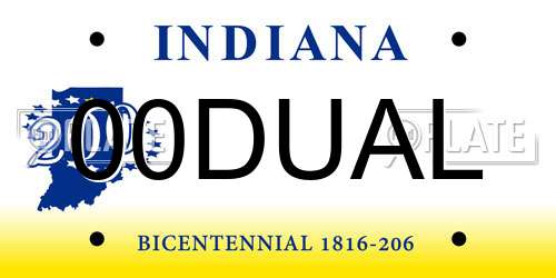 00DUAL Indiana License Plate